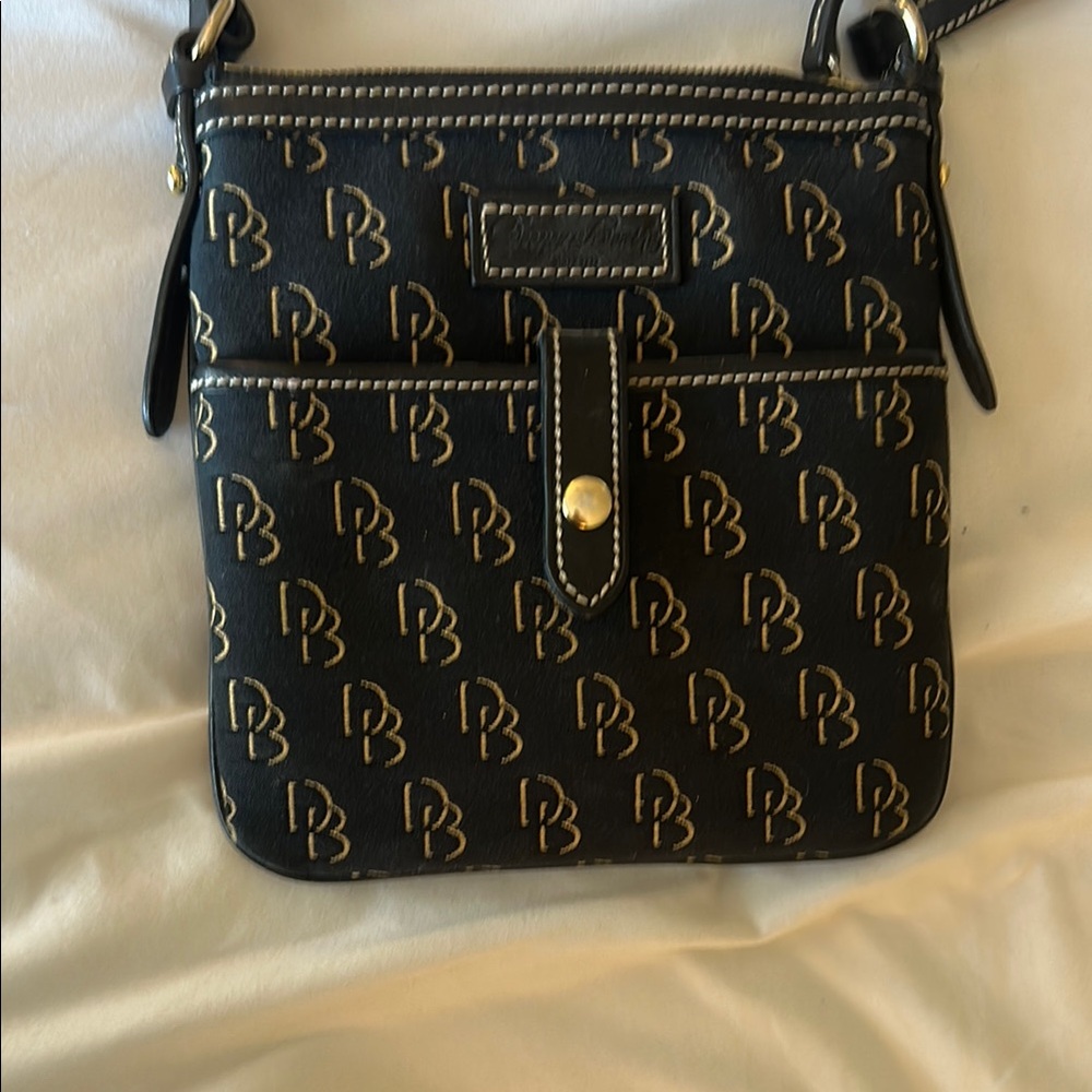 Vintage Dooney and Bourke Black and Gold Crossbody Bag